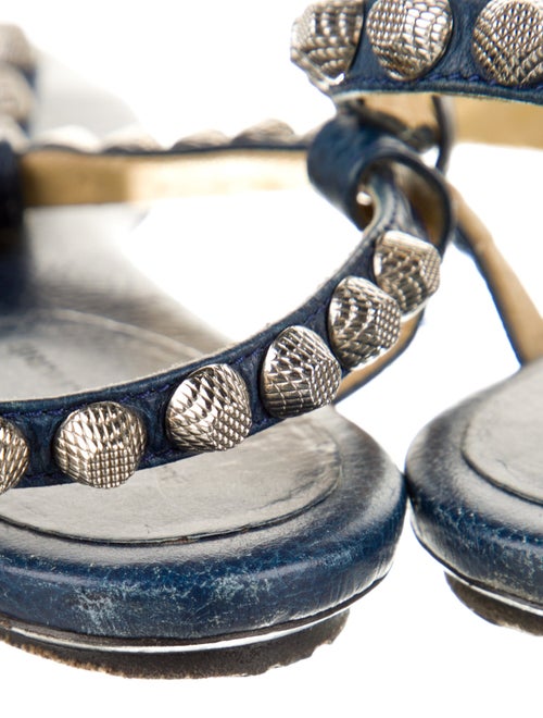 Balenciaga Leather Studded Accents T-Strap Sandals