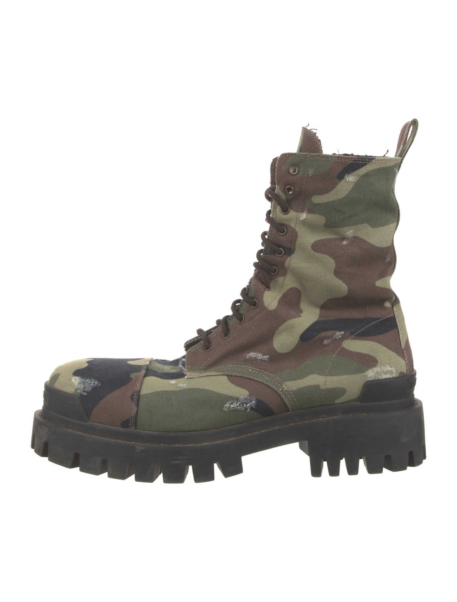 Balenciaga Canvas Camouflage Print Combat Boots