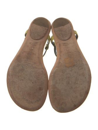 Balenciaga Leather Studded Accents T-Strap Sandals