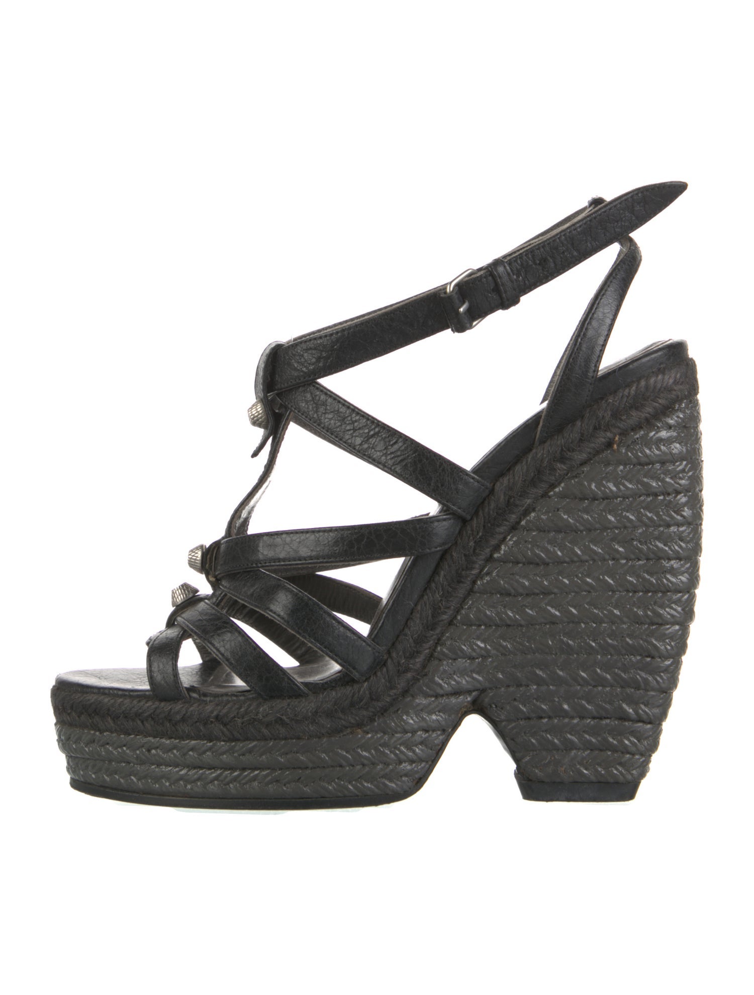 Balenciaga Leather Studded Accents Espadrilles