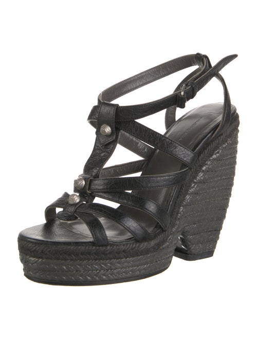 Balenciaga Leather Studded Accents Espadrilles