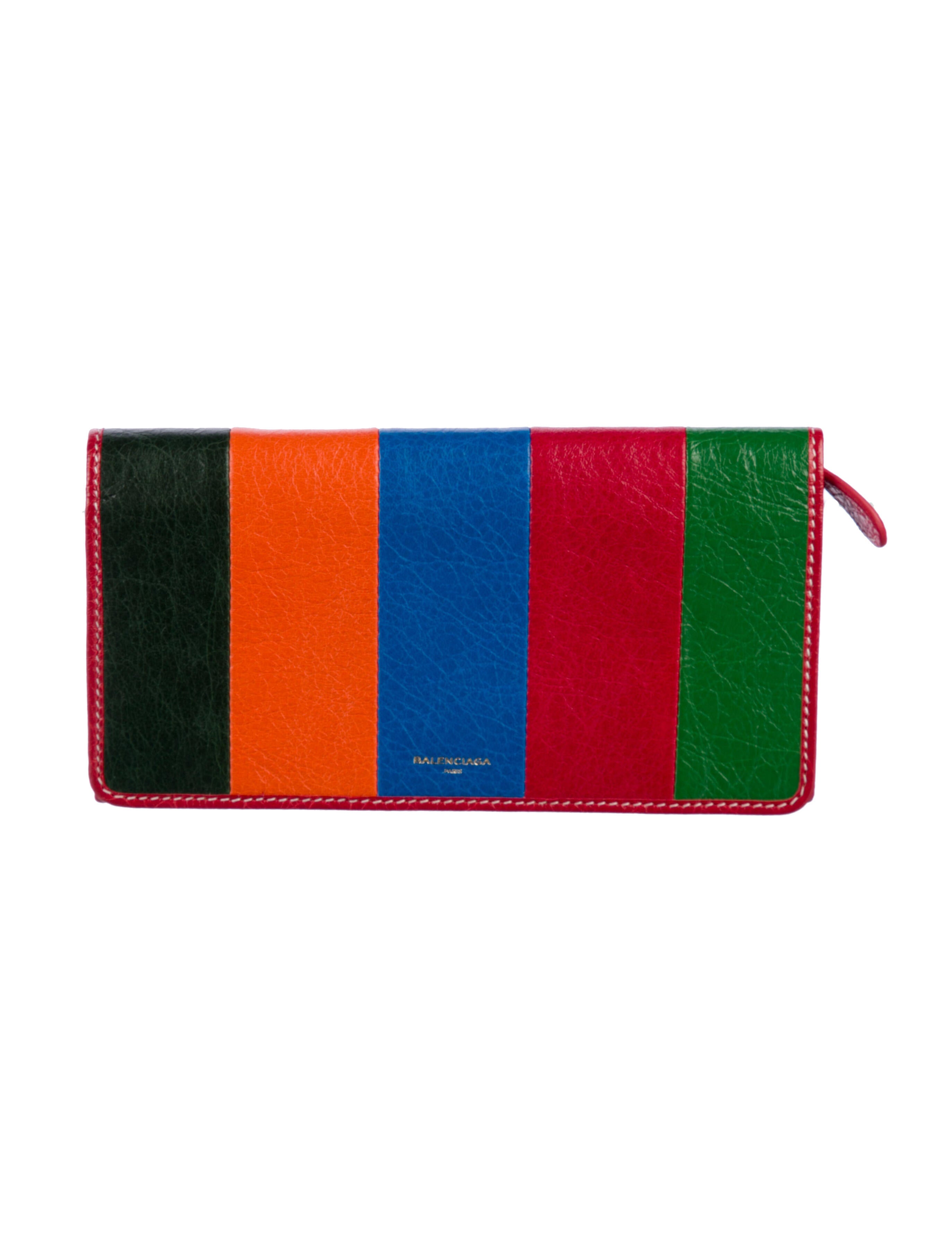 Balenciaga Leather Colorblock Pattern Wallet