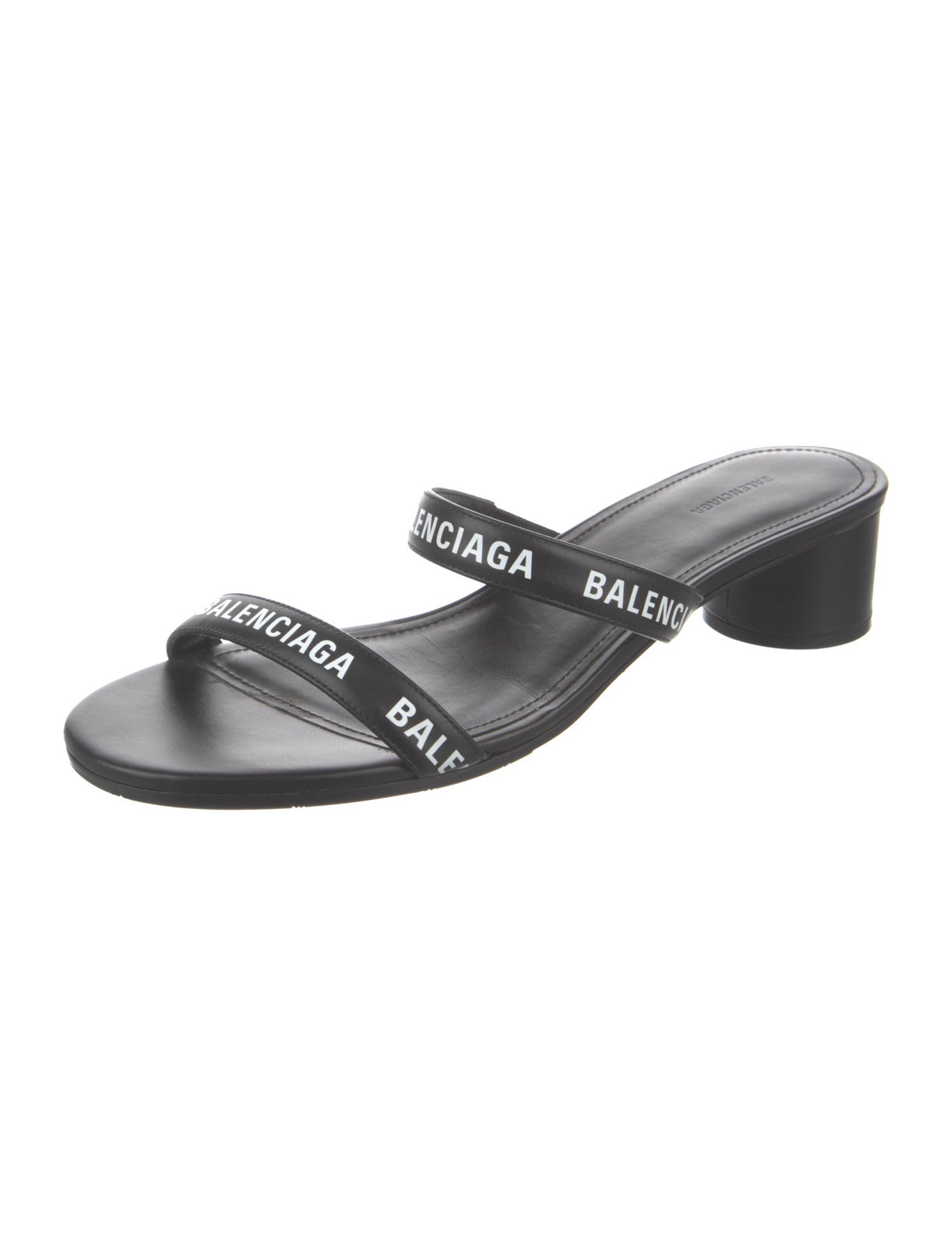 Balenciaga Leather Printed Slides