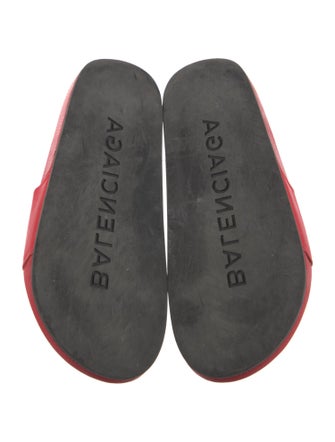 Balenciaga Leather Graphic Print Slides