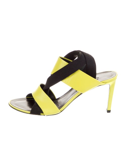 Balenciaga Leather Colorblock Pattern Slingback Sandals