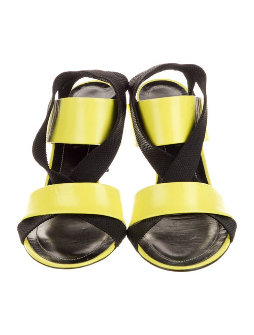 Balenciaga Leather Colorblock Pattern Slingback Sandals