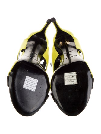 Balenciaga Leather Colorblock Pattern Slingback Sandals