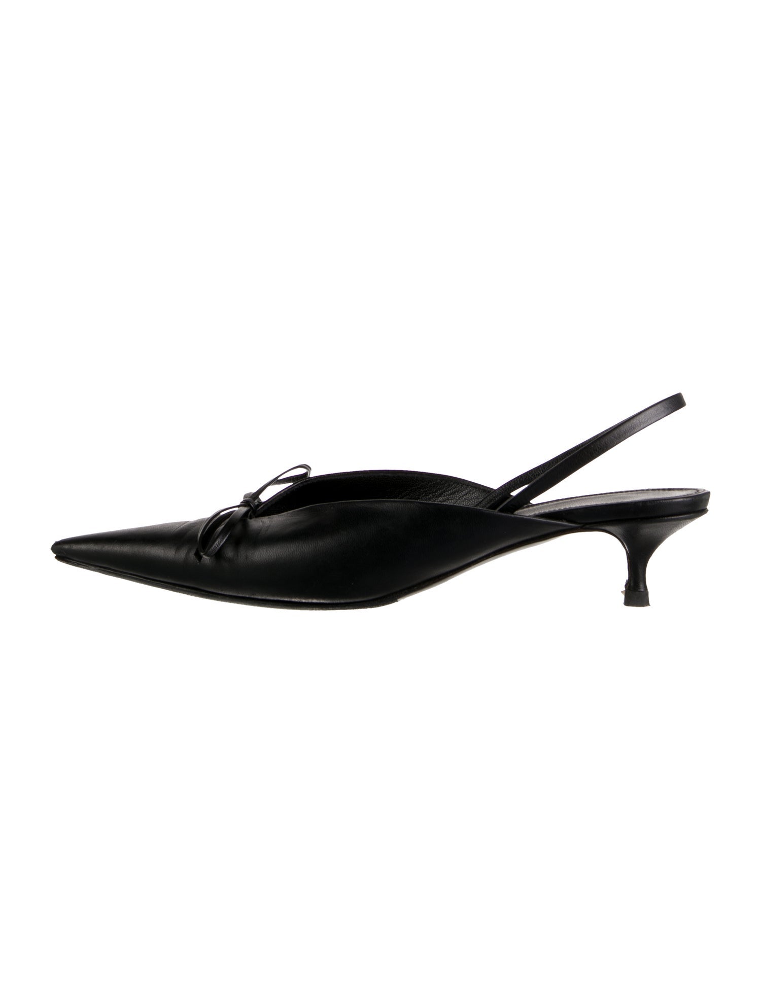 Balenciaga Leather Bow Accents Slingback Pumps