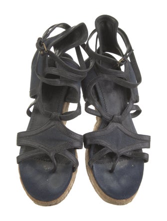 Balenciaga Canvas Leather Trim Embellishment Espadrilles