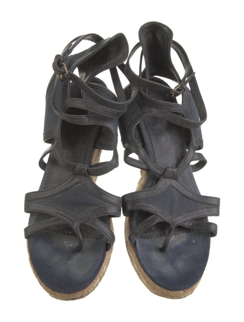 Balenciaga Canvas Leather Trim Embellishment Espadrilles