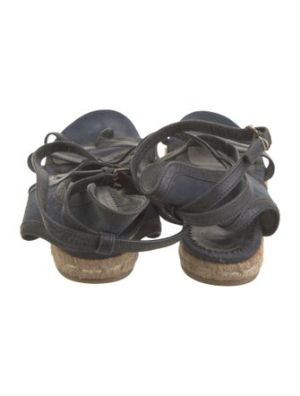 Balenciaga Canvas Leather Trim Embellishment Espadrilles