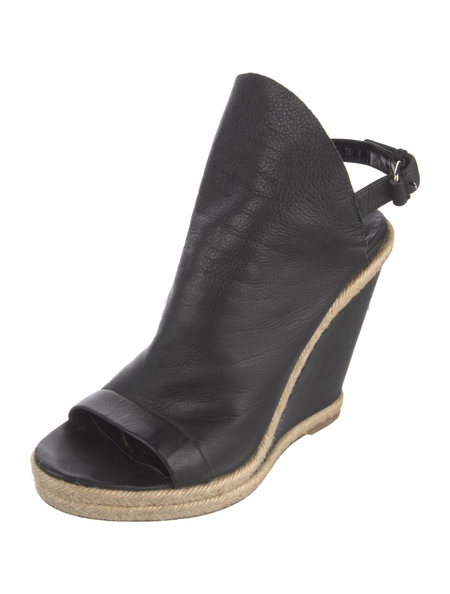 Balenciaga Leather Braided Accents Slingback Sandals