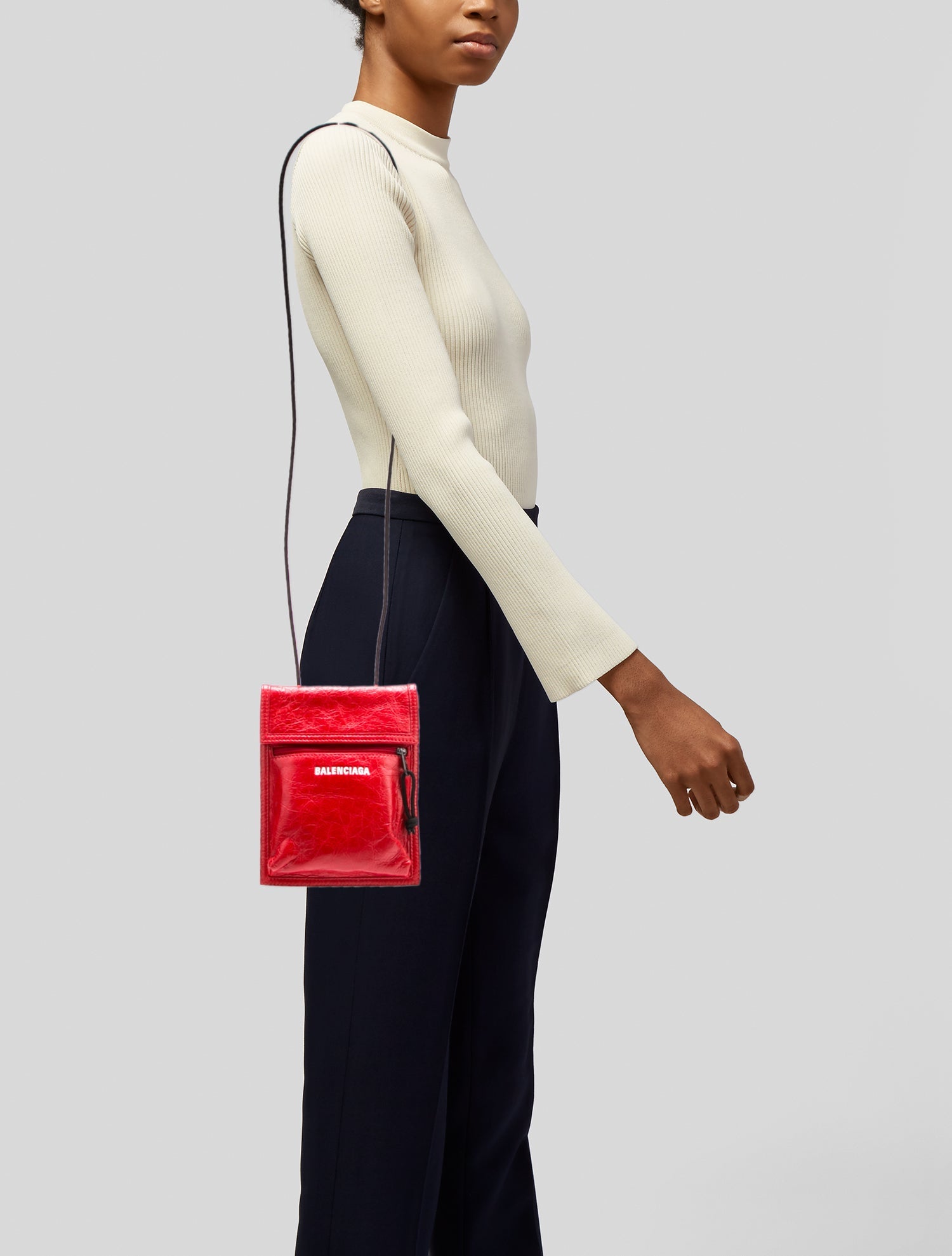 Balenciaga Explorer Small Pouch w/ Strap - White Crossbody