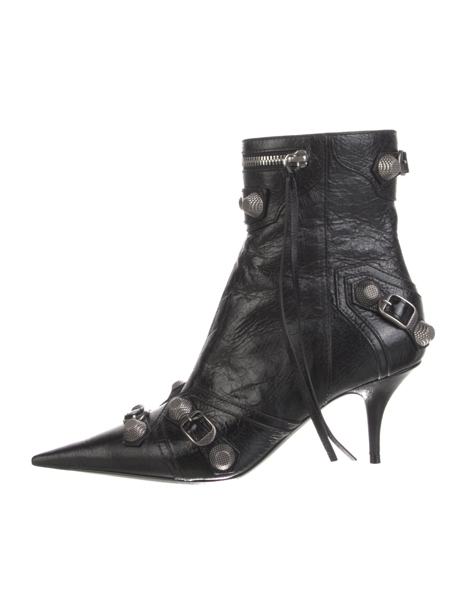 Balenciaga Leather Studded Accents Combat Boots