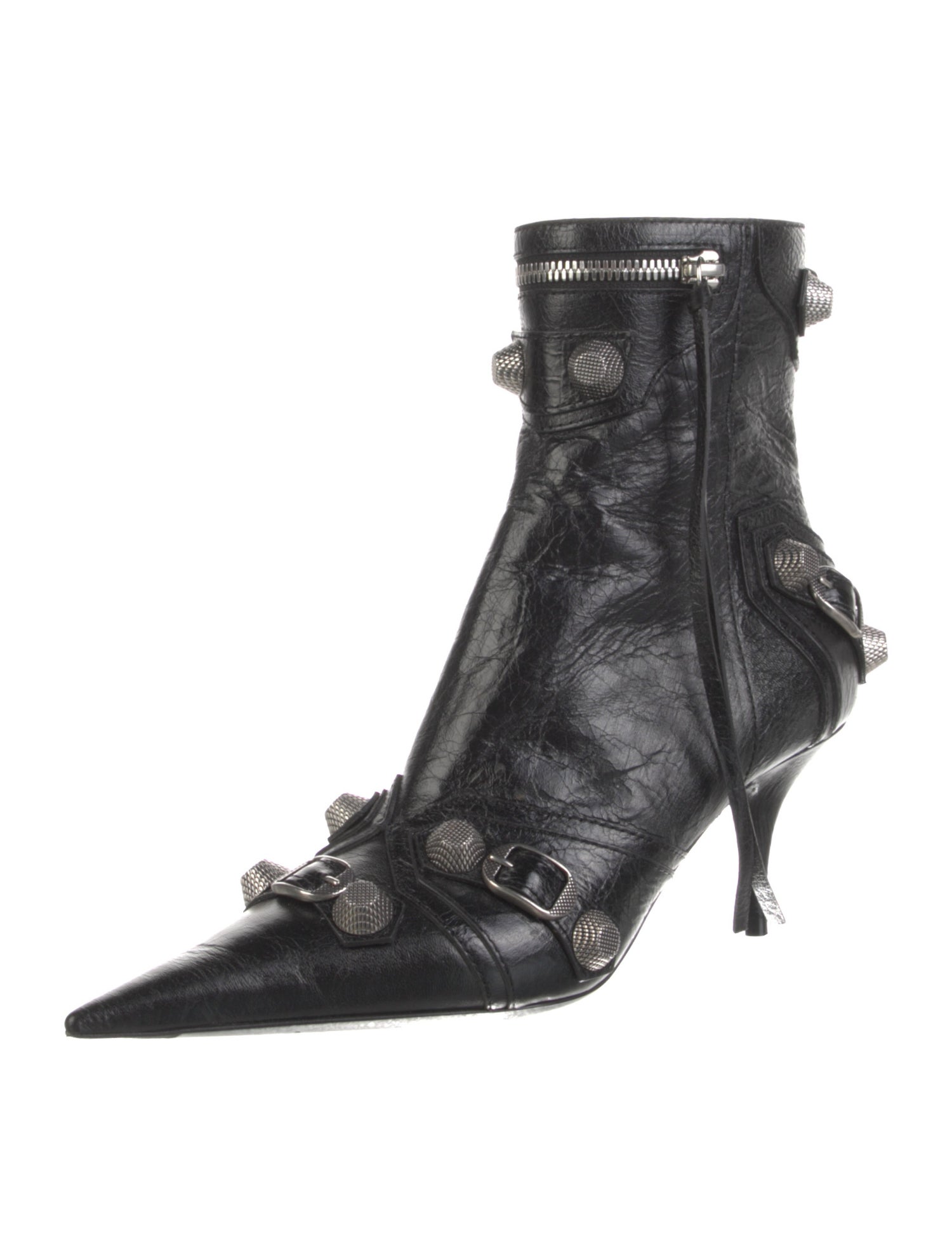 Balenciaga Leather Studded Accents Combat Boots