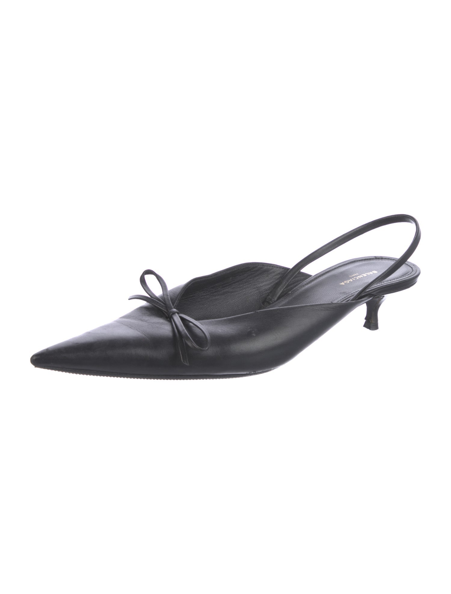 Balenciaga Leather Bow Accents Slingback Pumps