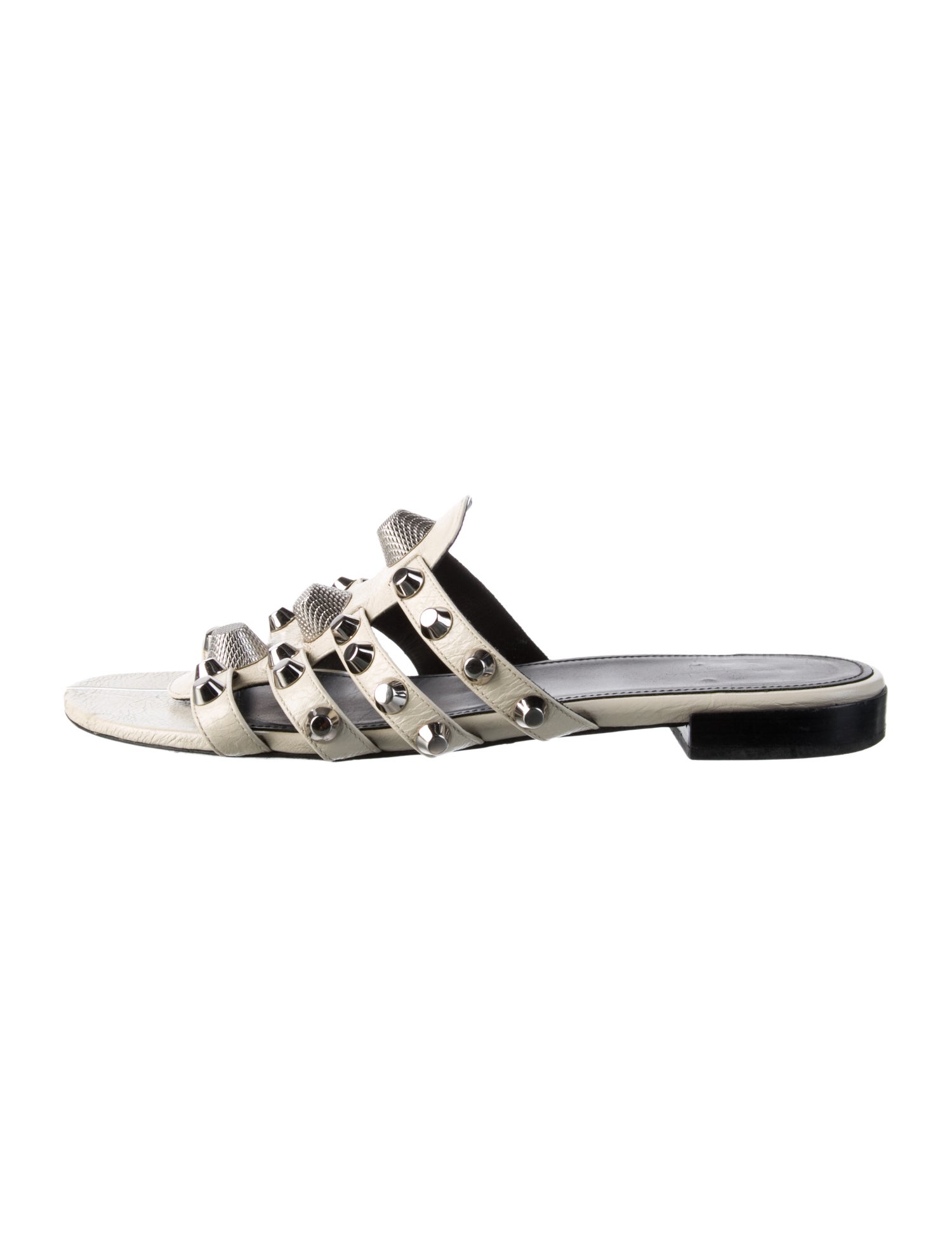 Balenciaga Leather Studded Accents Slides