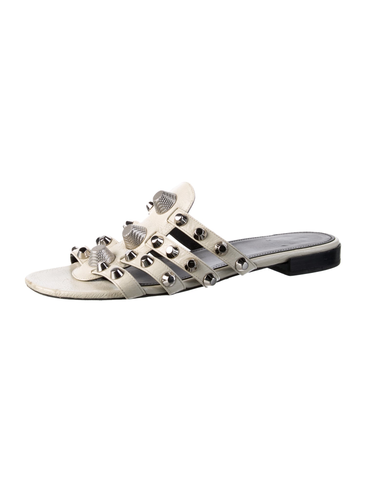 Balenciaga Leather Studded Accents Slides