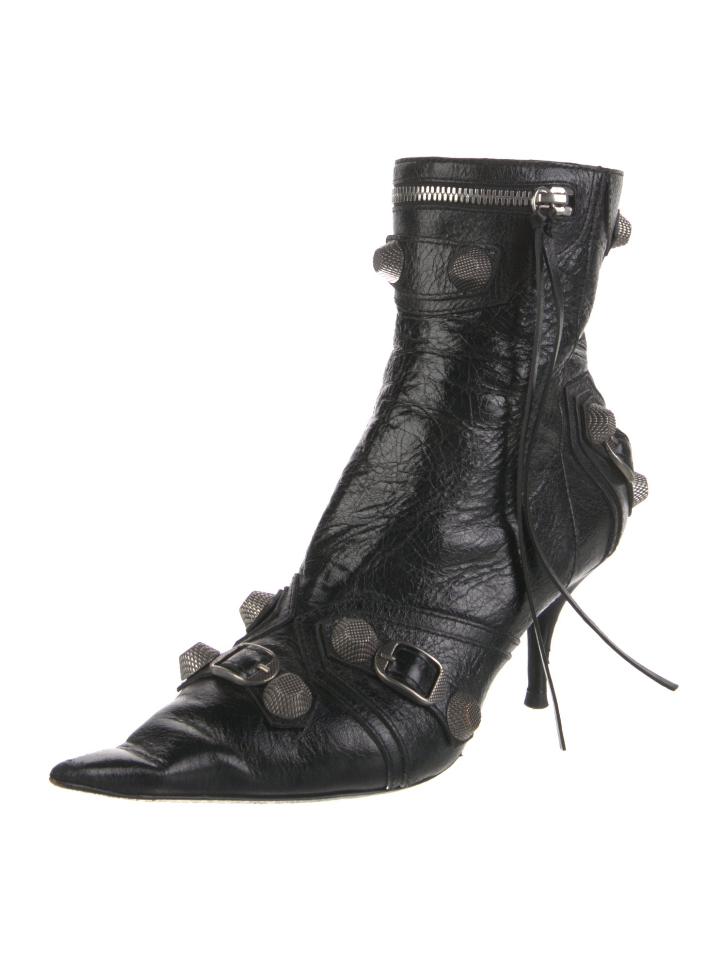 Balenciaga Leather Studded Accents Boots