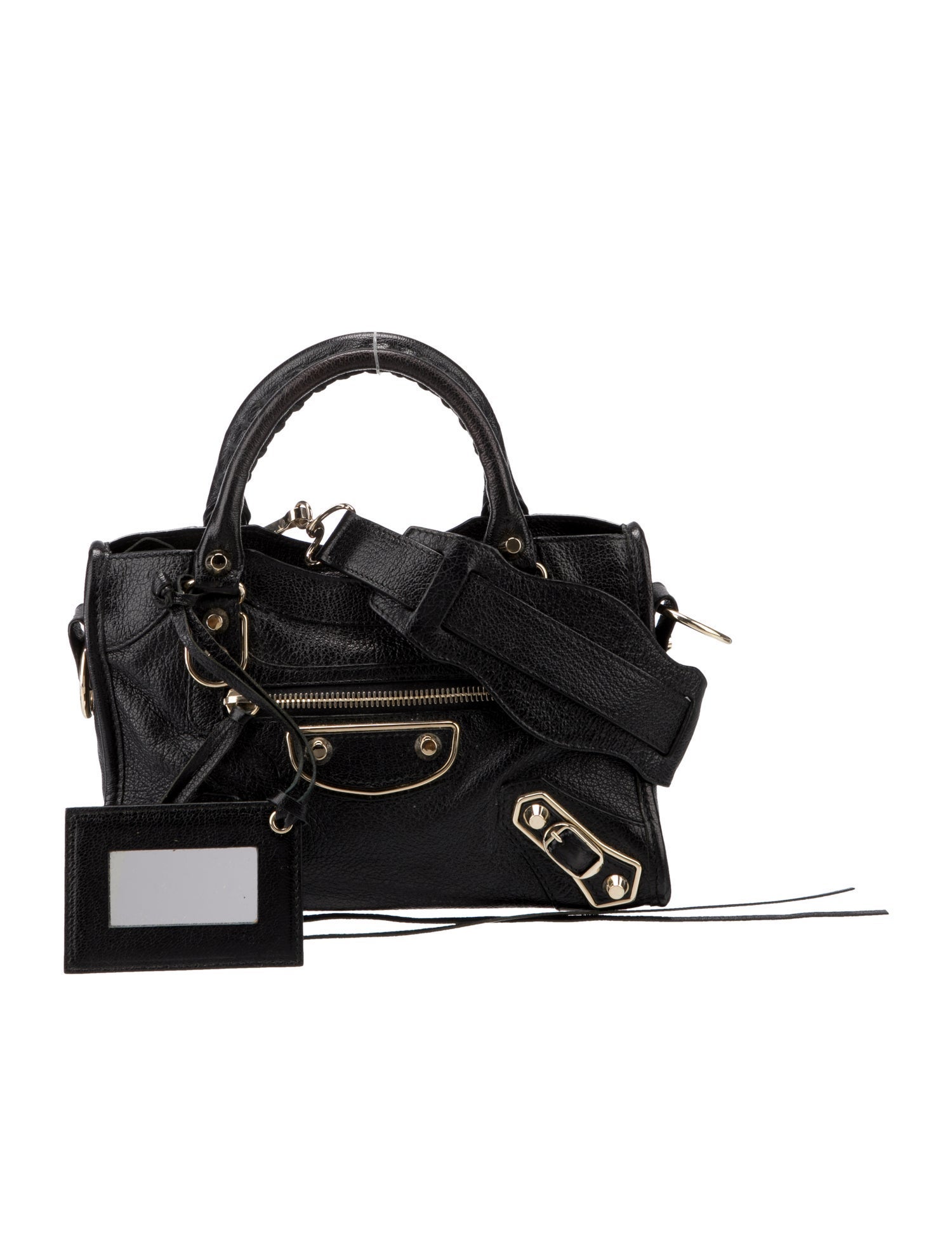 Balenciaga Leather Motocross City Metallic Edge Nano
