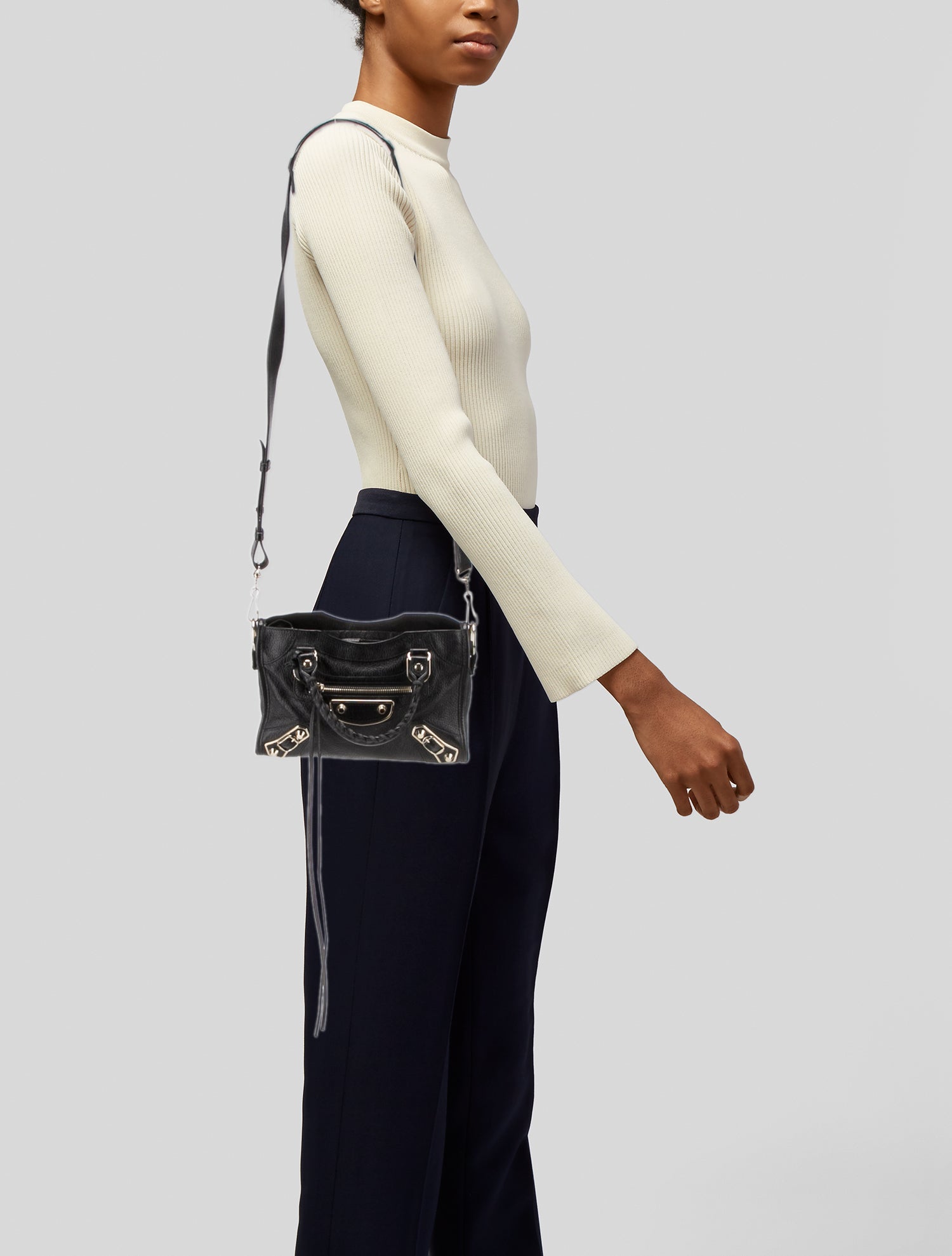 Balenciaga Leather Motocross City Metallic Edge Nano