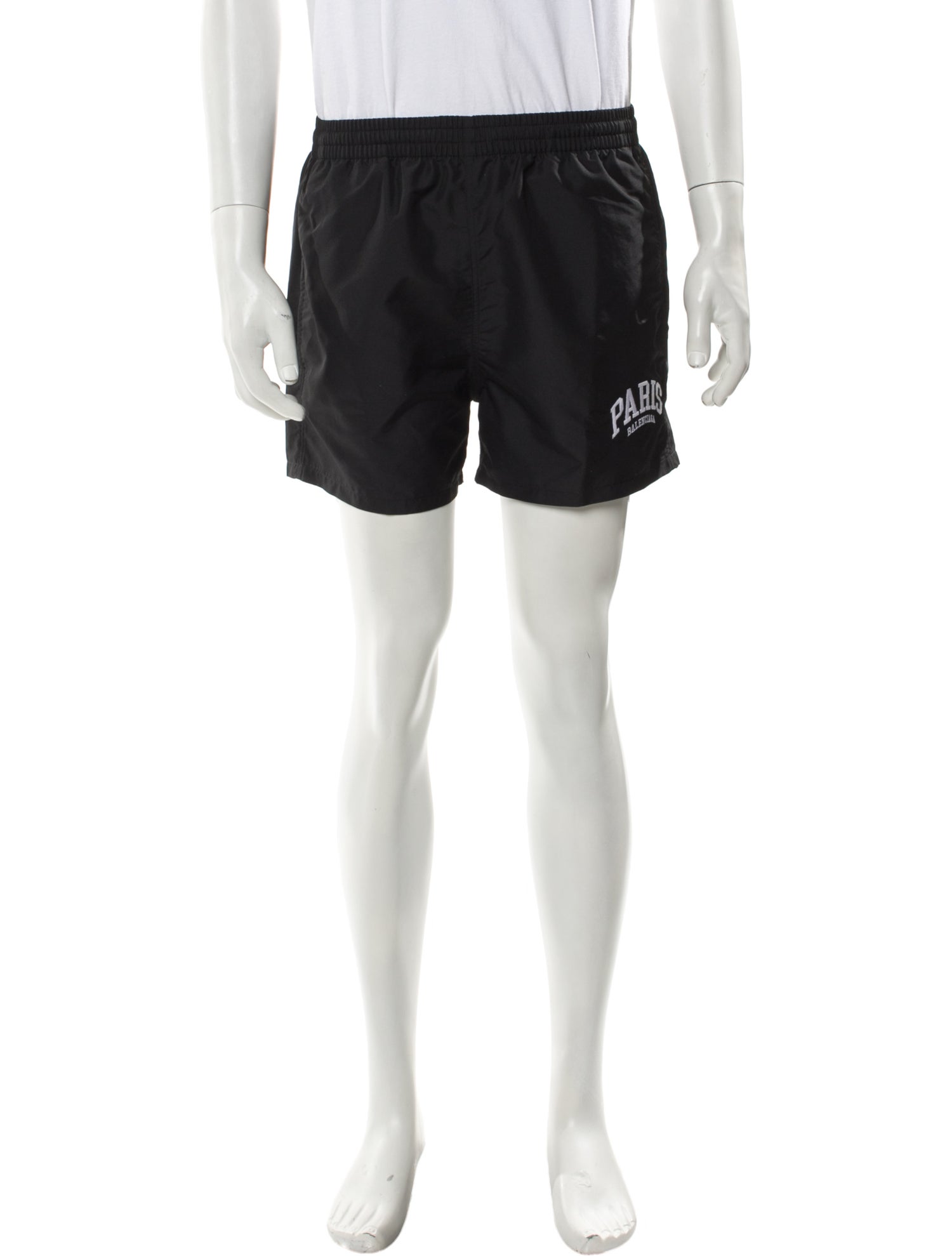 Balenciaga Graphic Print Embroidered Accent Swim Trunks