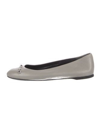 Balenciaga Leather Studded Accents Ballet Flats