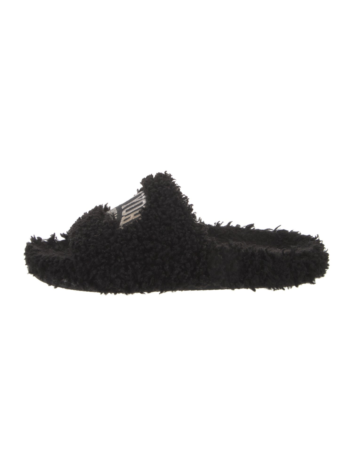 Balenciaga Shearling Graphic Print Slides