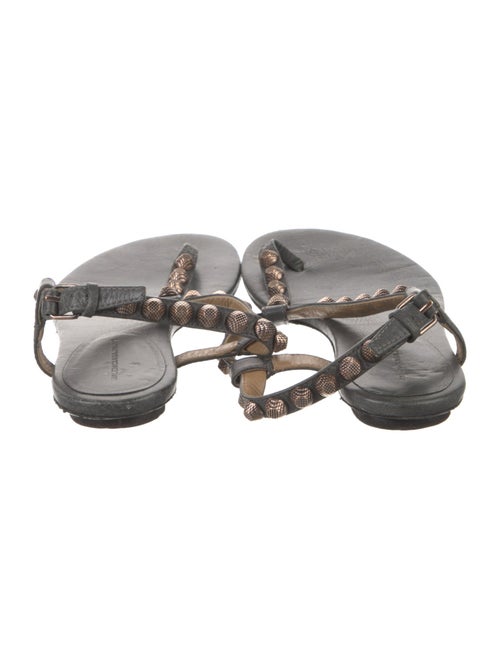 Balenciaga Leather Studded Accents T-Strap Sandals