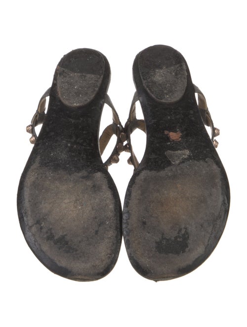 Balenciaga Leather Studded Accents T-Strap Sandals
