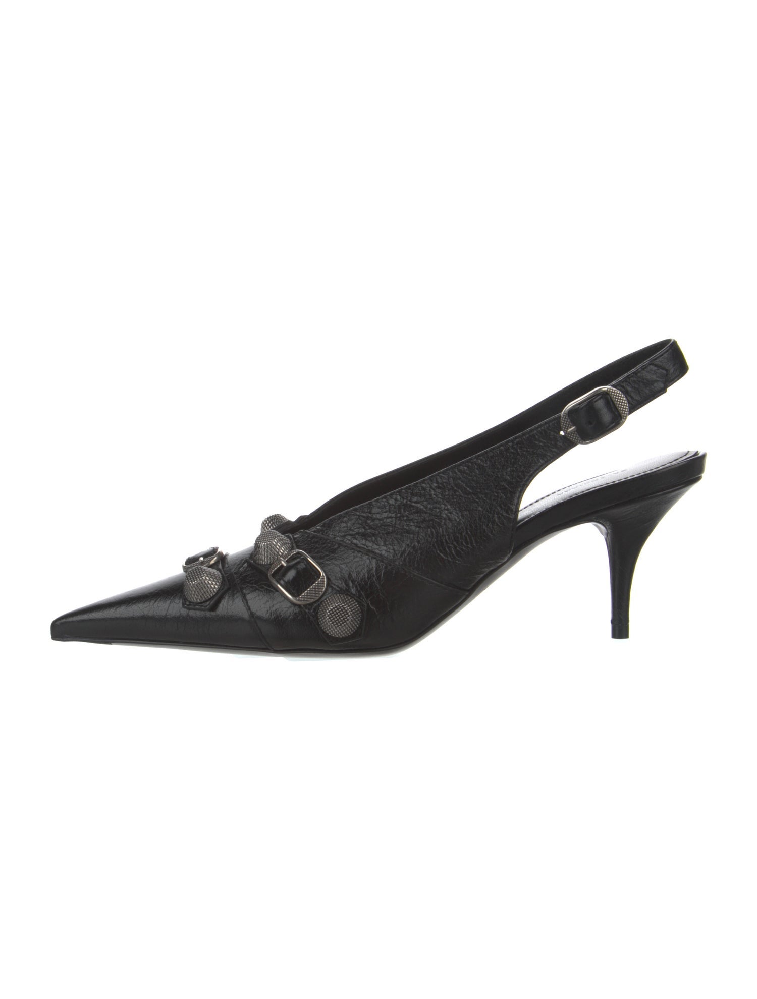 Balenciaga Leather Studded Accents Slingback Pumps