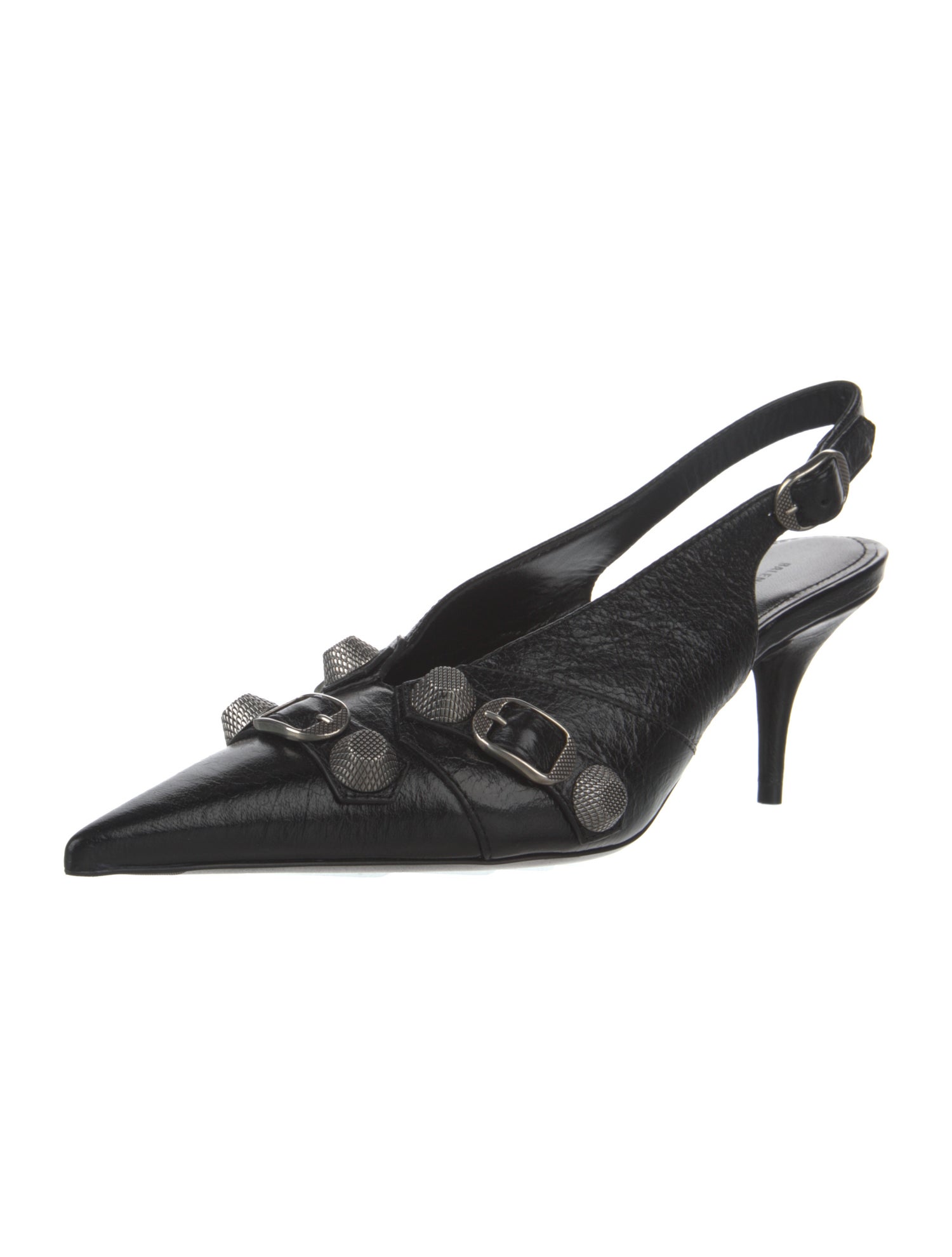 Balenciaga Leather Studded Accents Slingback Pumps