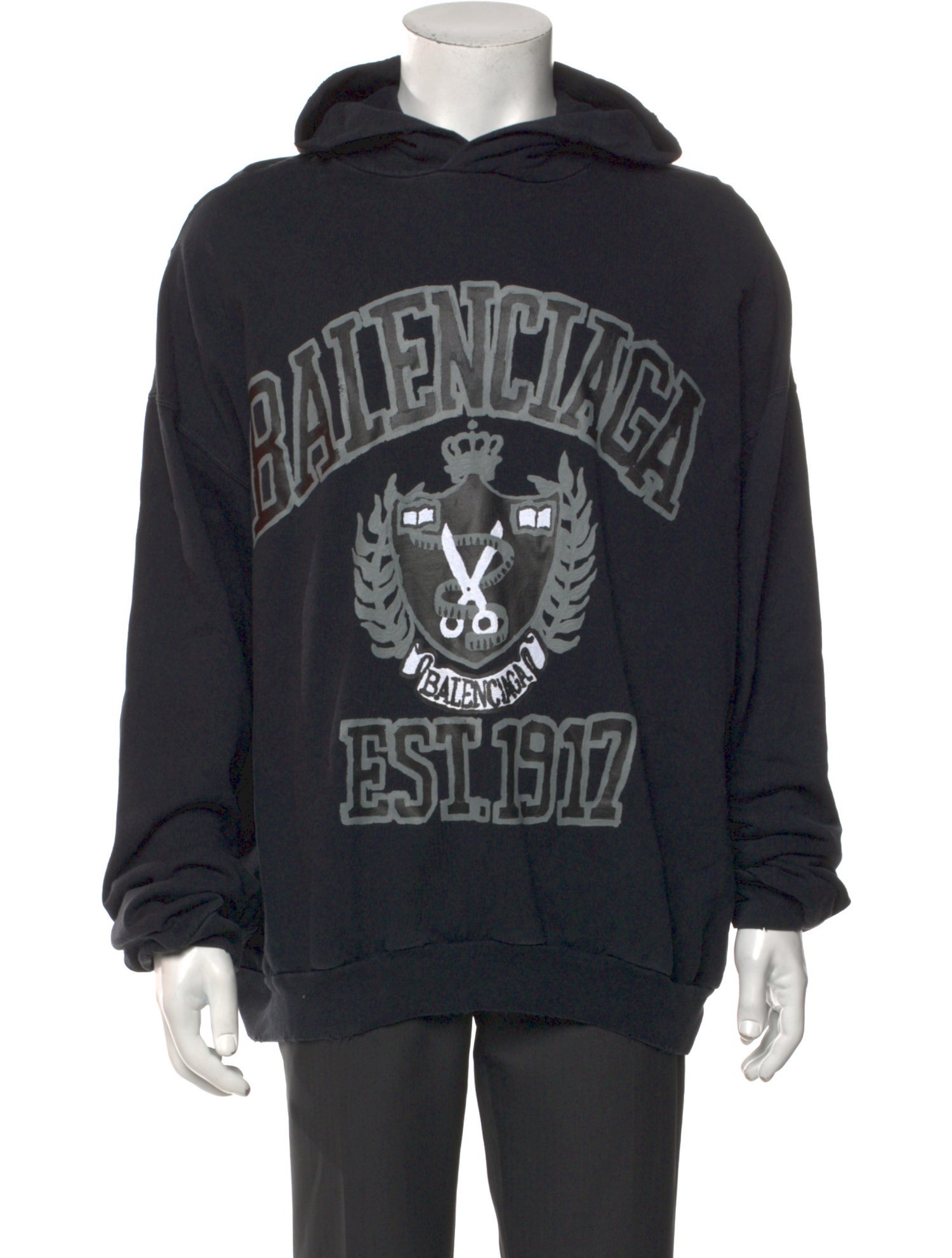 Balenciaga 2019 I Love Techno Zip-Up Shrunken Hoodie - Black