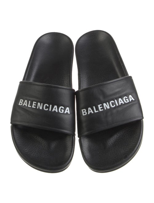 Balenciaga Leather Printed Slides