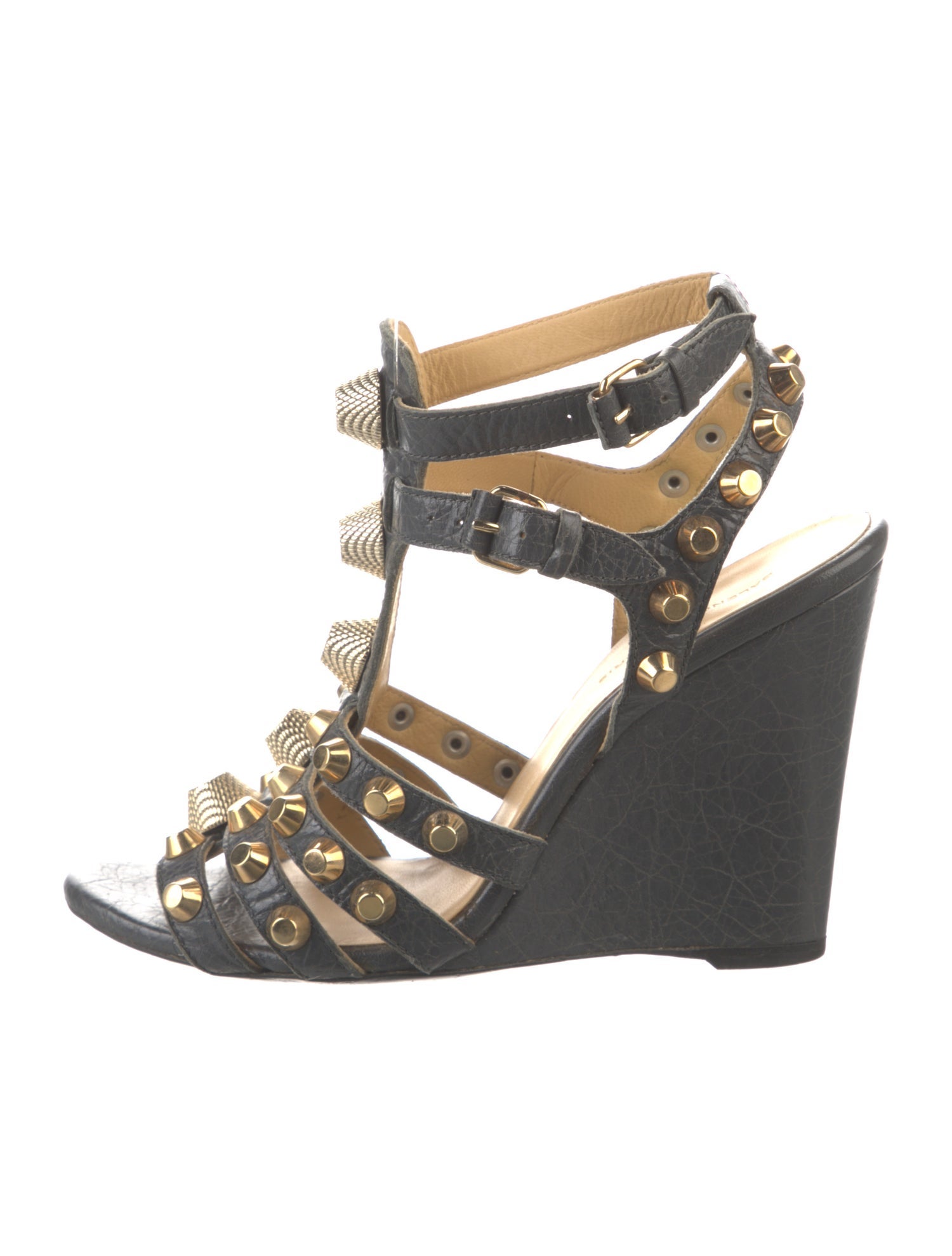 Balenciaga Leather Studded Accents Gladiator Sandals