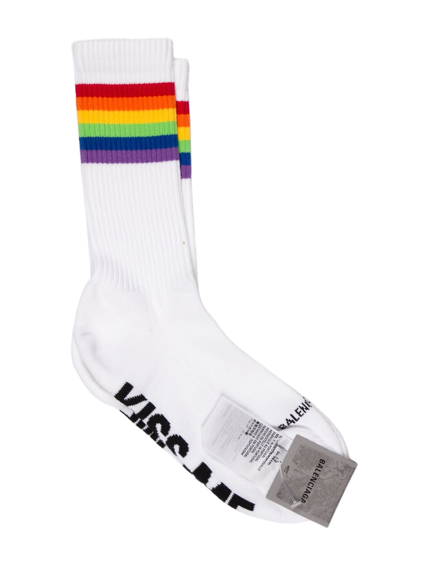 Balenciaga White Fetish Rainbow Logo Socks