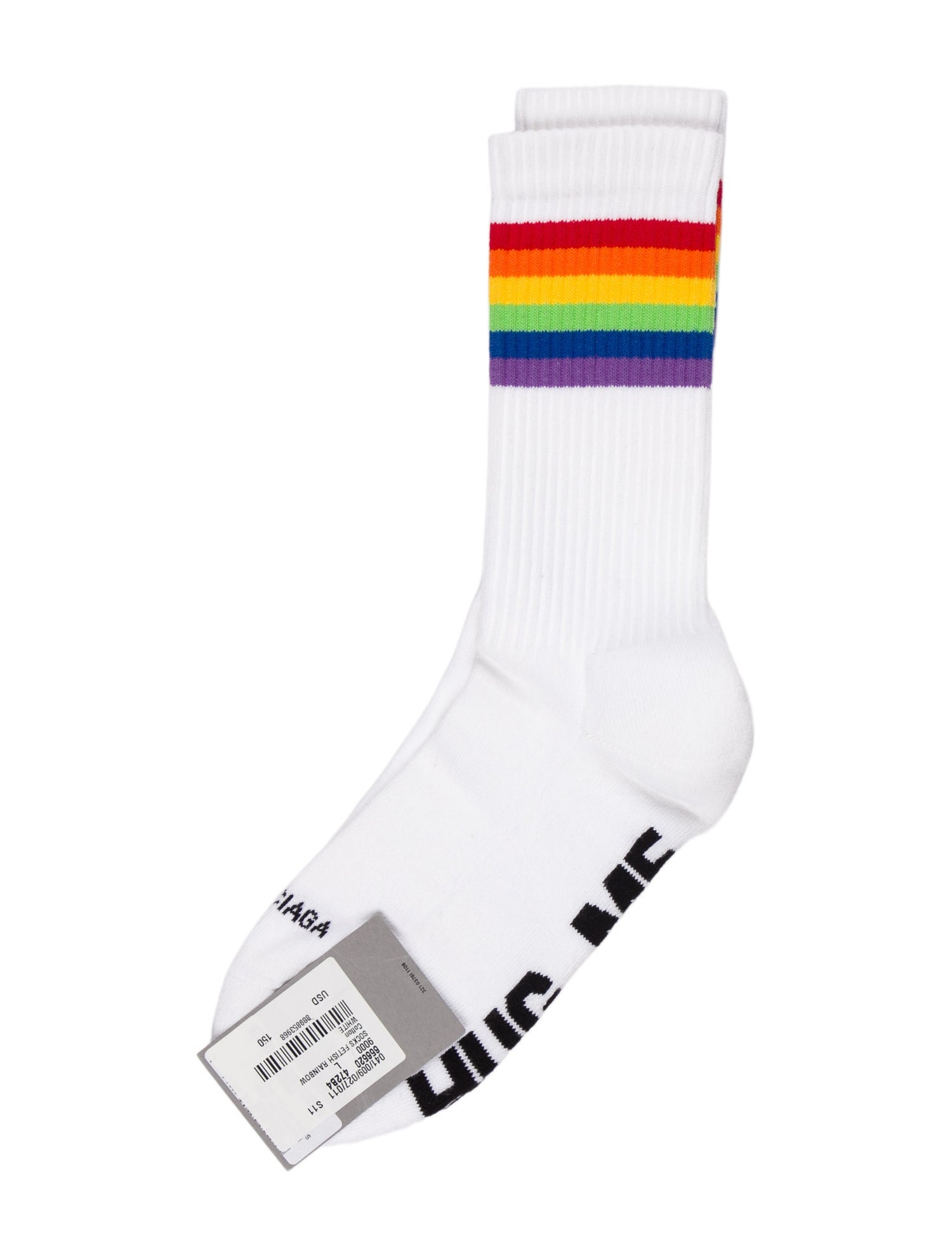 Balenciaga White Fetish Rainbow Logo Socks