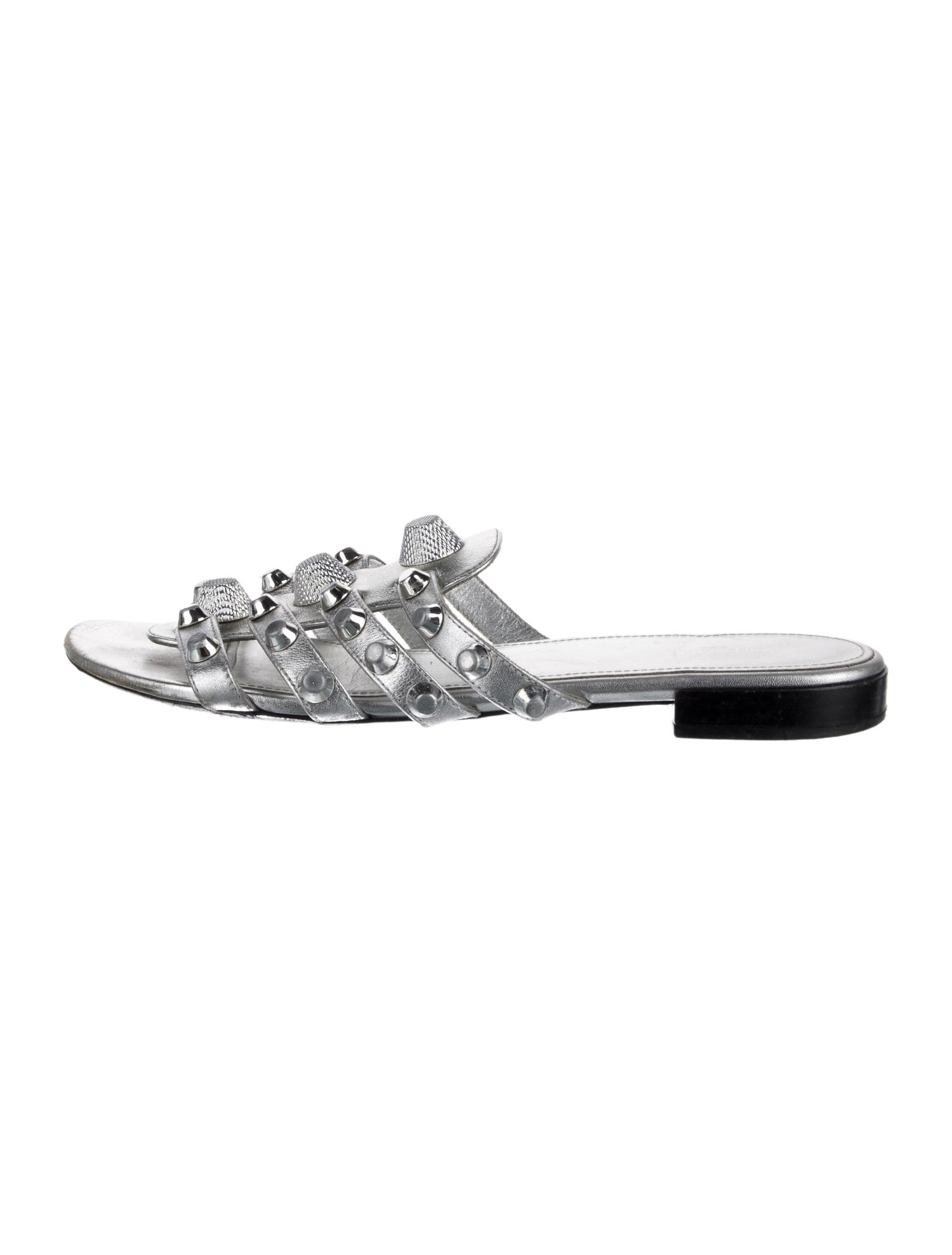 Balenciaga Leather Studded Accents Slides