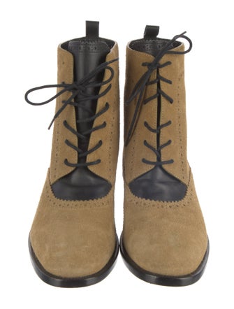Balenciaga Suede Eyelet Trim Combat Boots