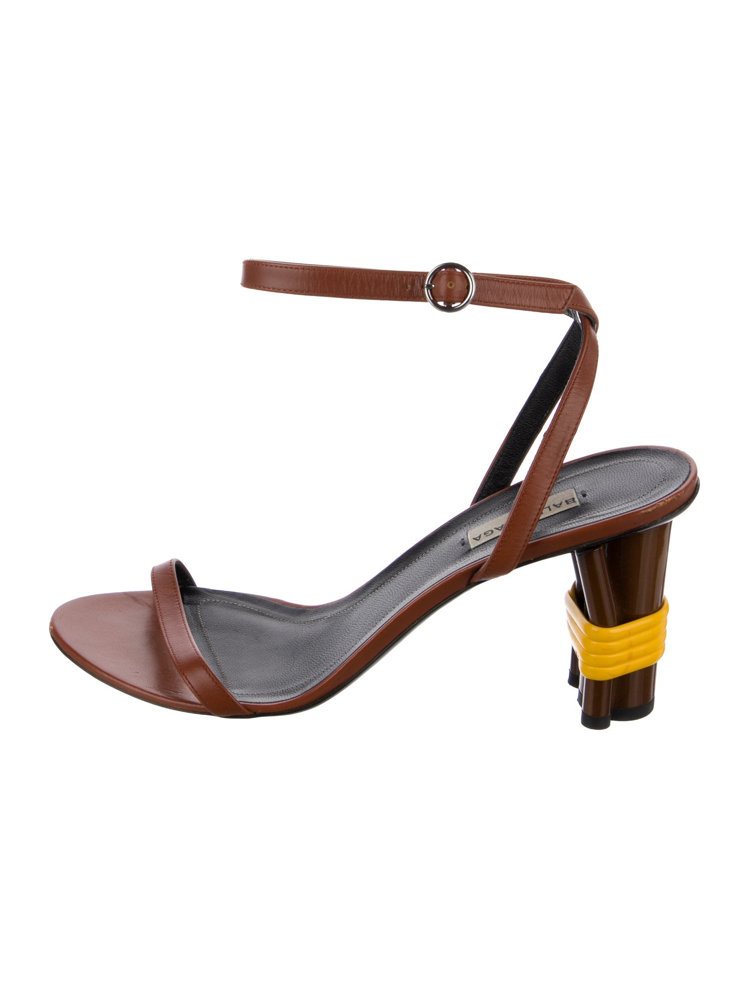 Balenciaga Leather Colorblock Pattern Slingback Sandals
