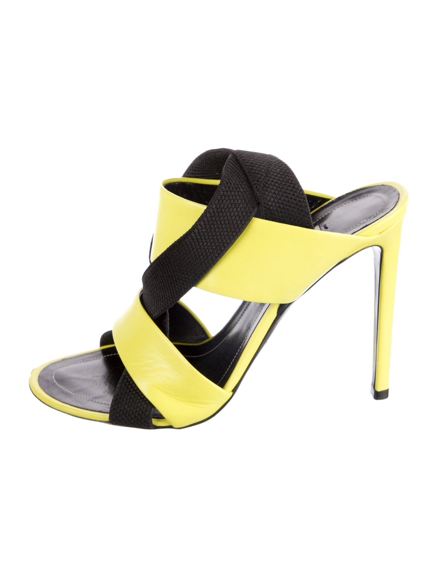 Balenciaga Leather Colorblock Pattern Slingback Sandals