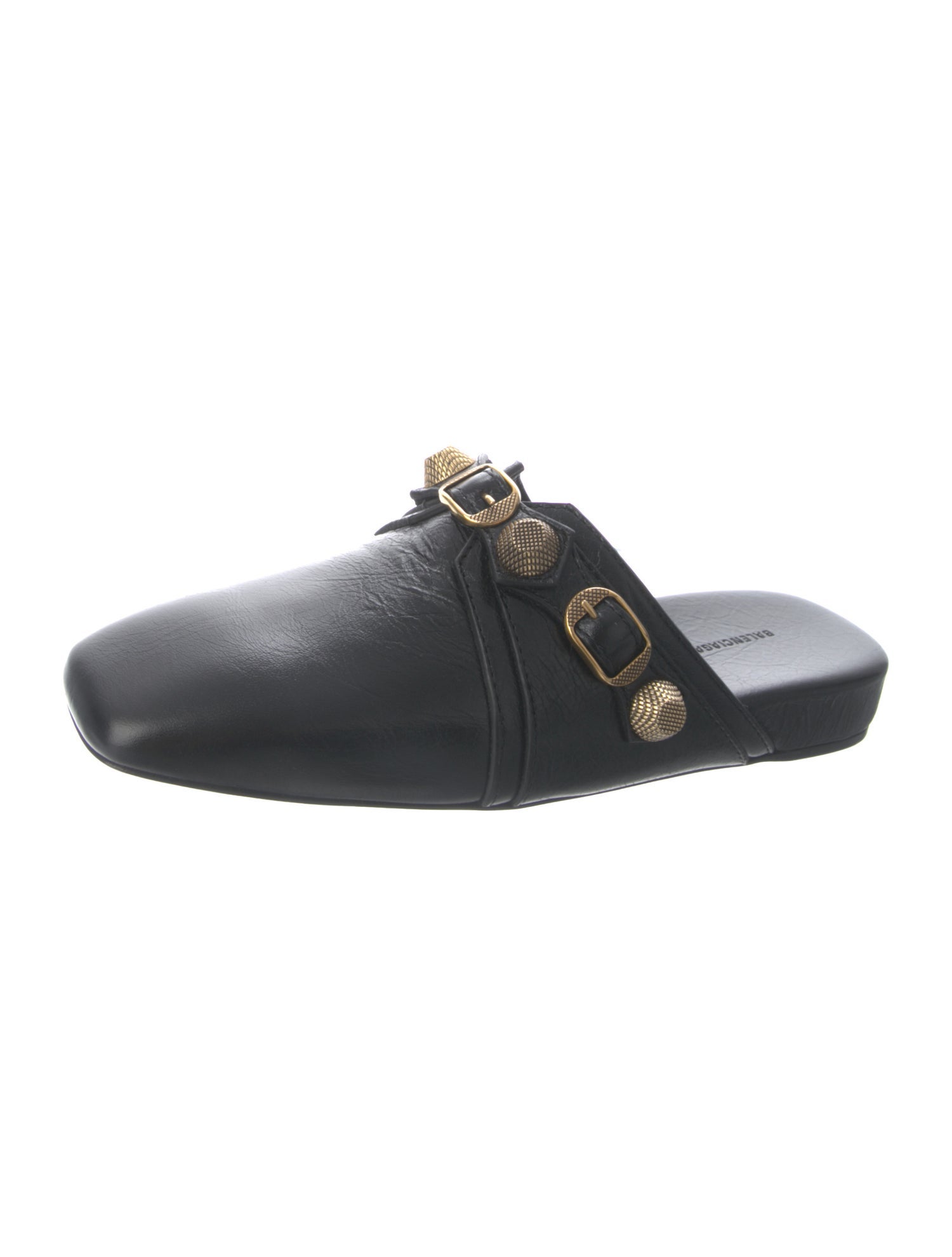 Balenciaga Leather Studded Accents Mules