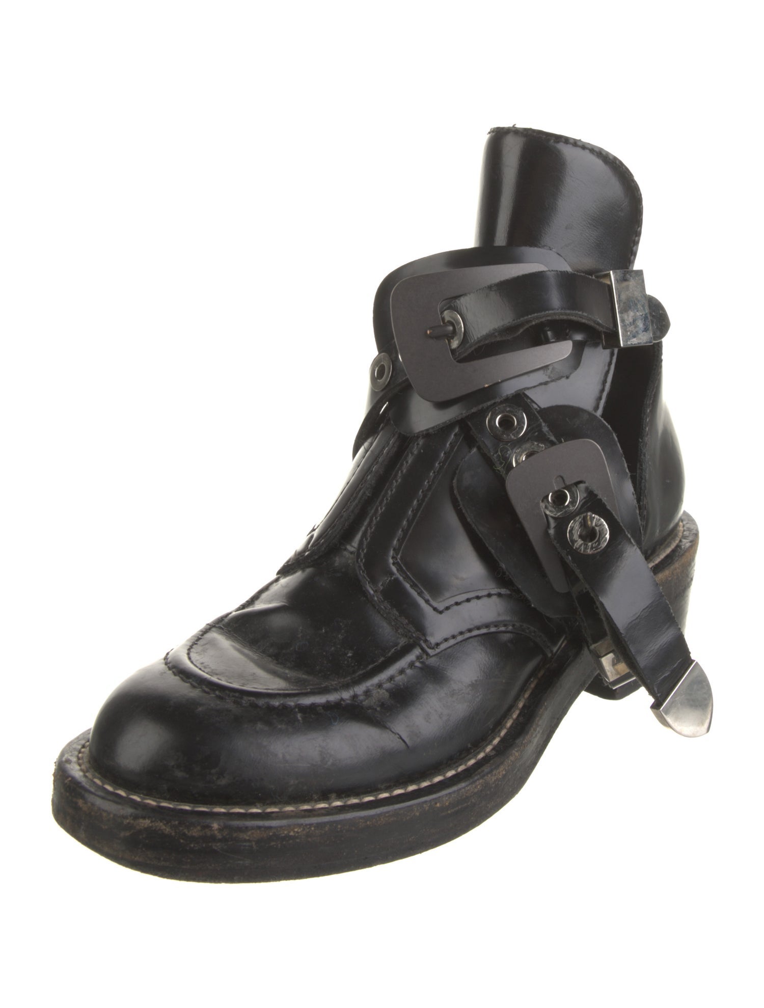 Balenciaga Leather Cutout Accent Combat Boots