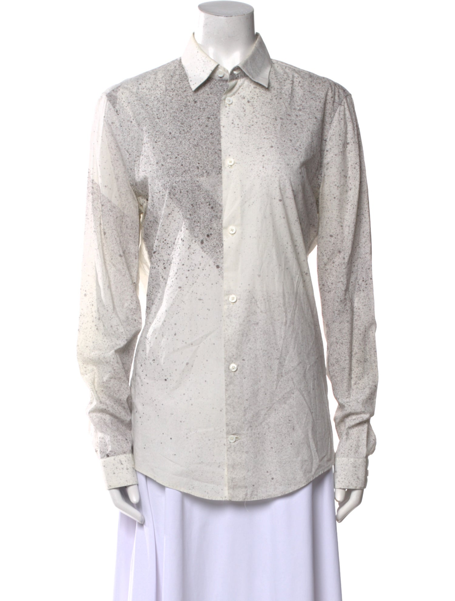 Balenciaga 2014 Colorblock Pattern Button-Up Top