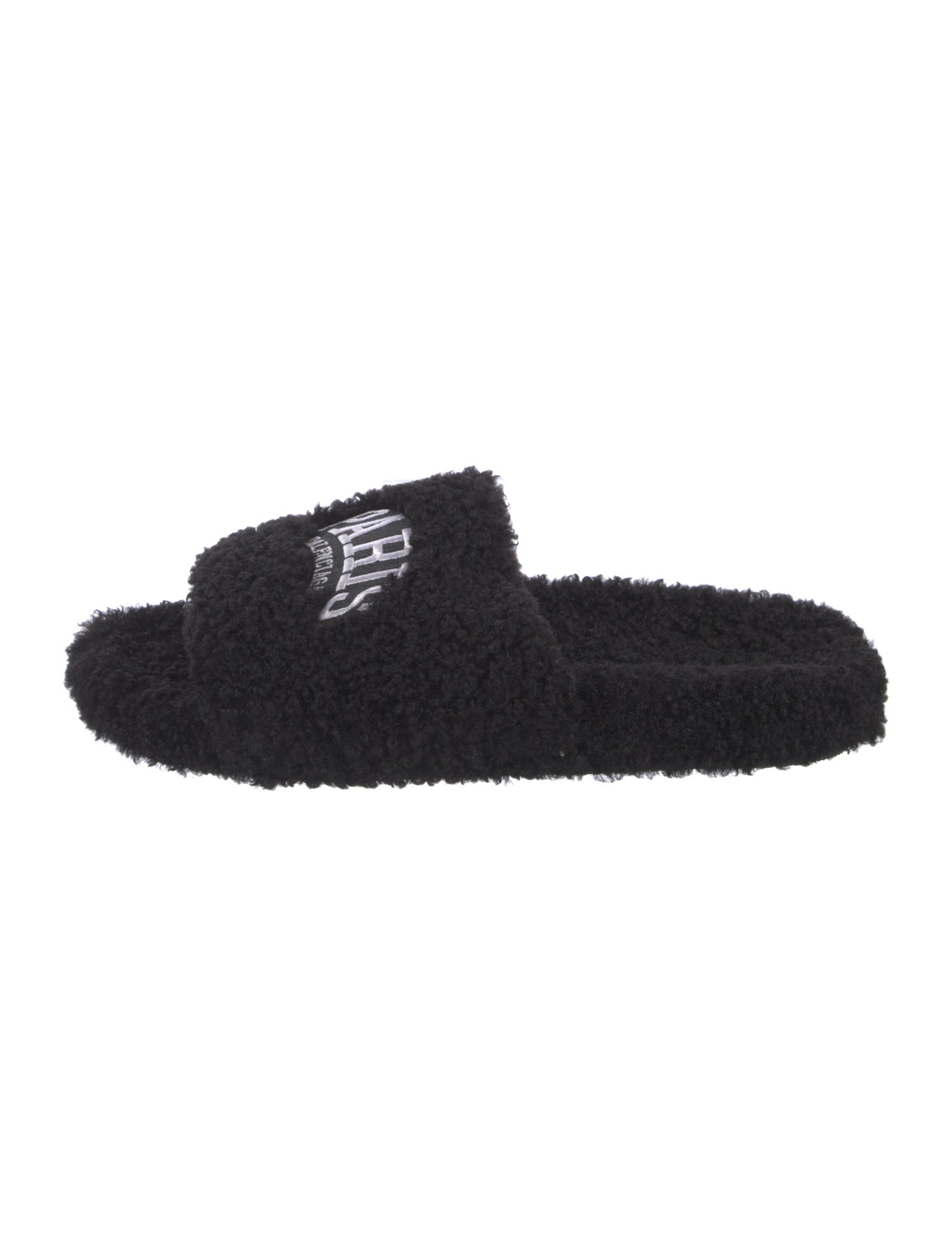 Balenciaga Shearling Graphic Print Slides