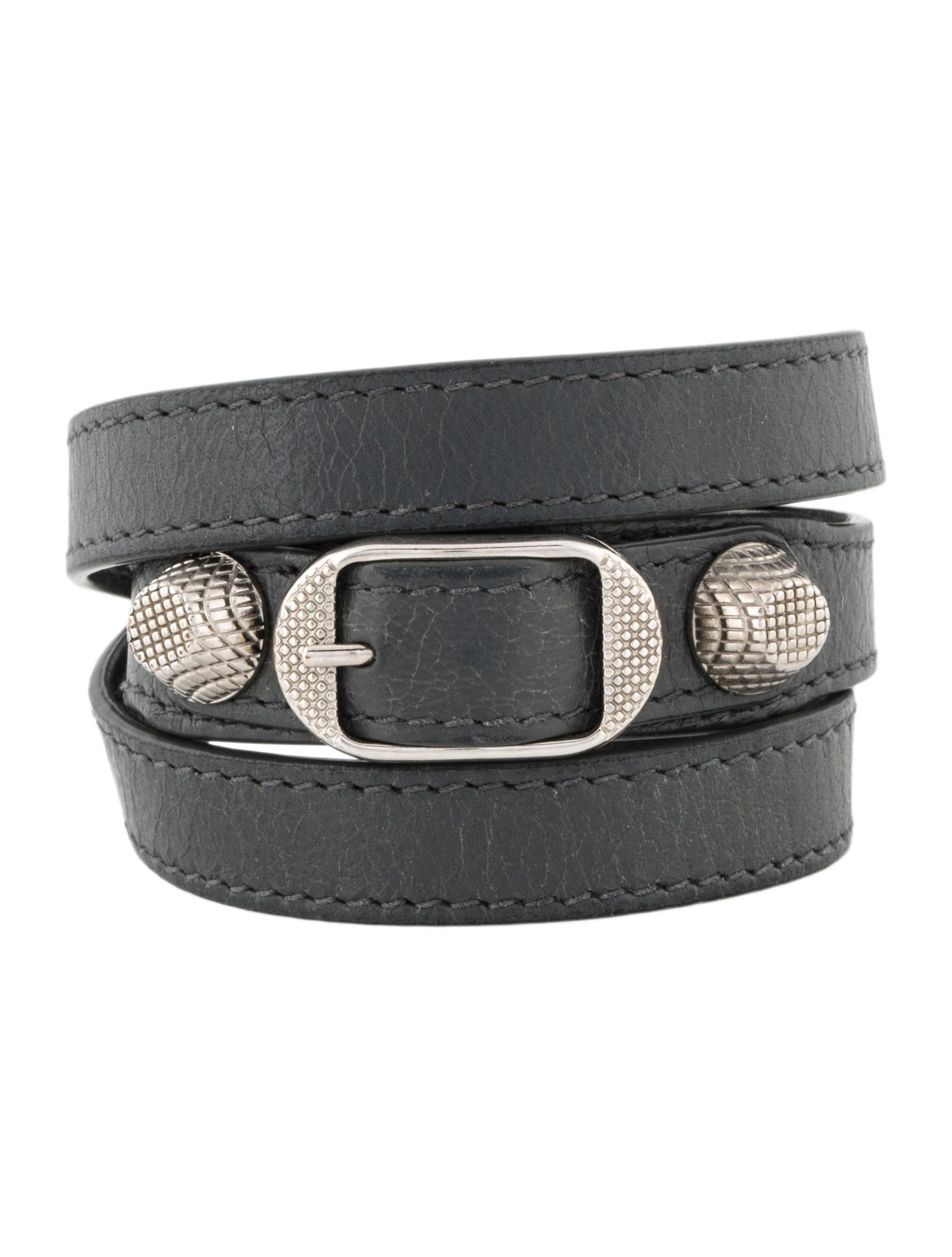 Balenciaga Leather Arena Giant Double Tour Wrap Bracelet