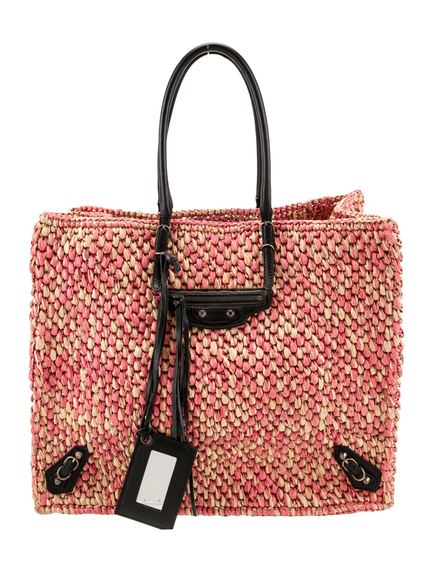 Balenciaga Raffia Motocross Classic Raffia Panier Tote