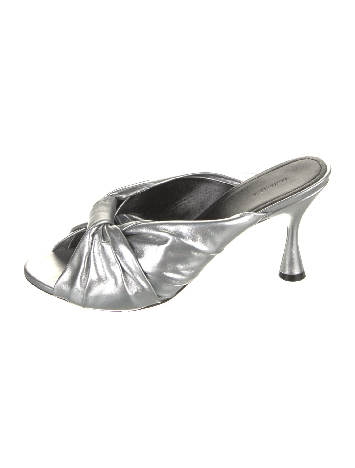 Balenciaga Leather Pleated Accents Slides