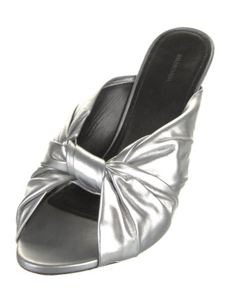 Balenciaga Leather Pleated Accents Slides
