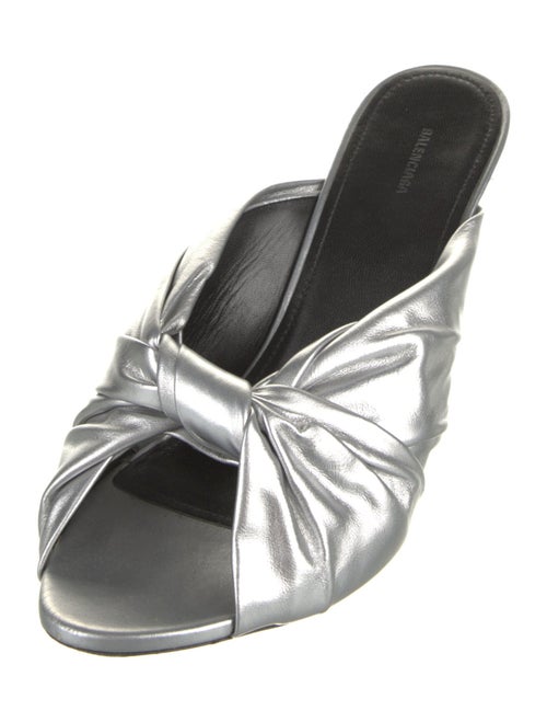 Balenciaga Leather Pleated Accents Slides